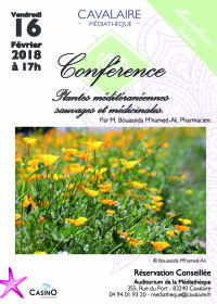 Conférence : Plantes méditerranéennes « Sauvages et médicinales ». Le vendredi 16 février 2018 à cavalaire sur mer. Var.  17H00